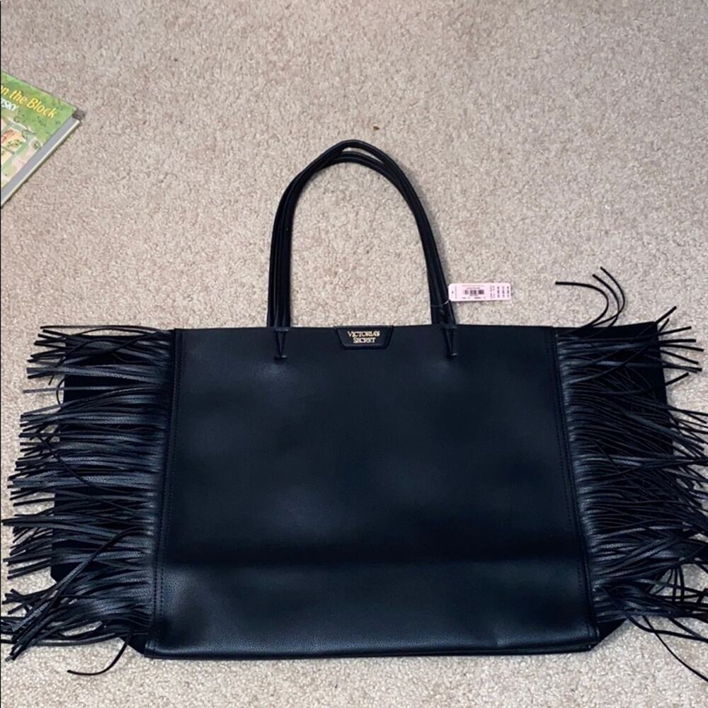 Victoria's Secret black fringe tote